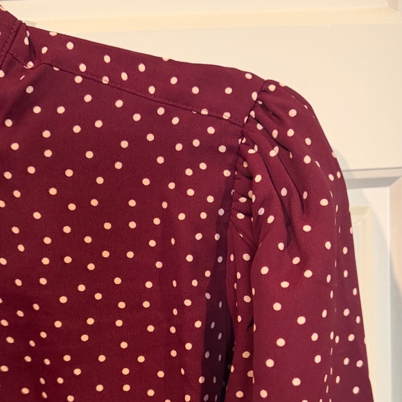 Express Maroon and White Polka Dot Top - Picture 5 of 6
